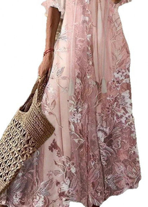 Dames Maxi Jurk V-hals met Zomerprint 4