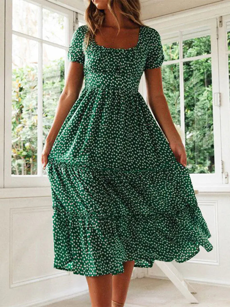 Dames Maxi Jurk met Bloemenprint en Pofmouwen 7
