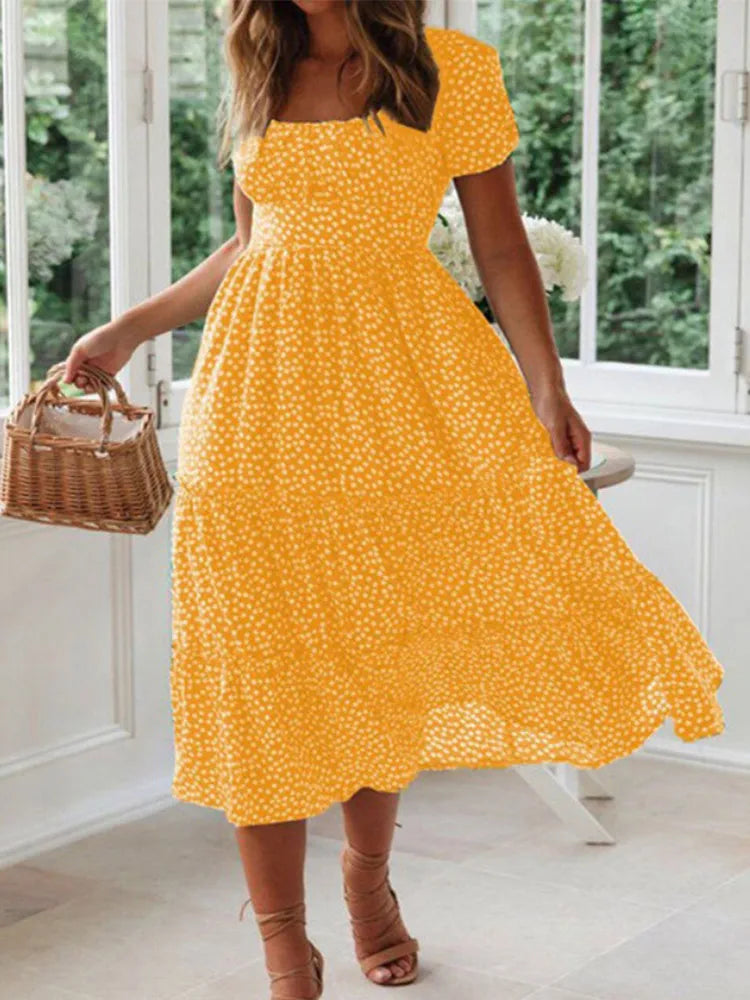 Dames Maxi Jurk met Bloemenprint en Pofmouwen 8