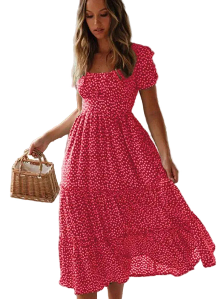 Dames Maxi Jurk met Bloemenprint en Pofmouwen 9