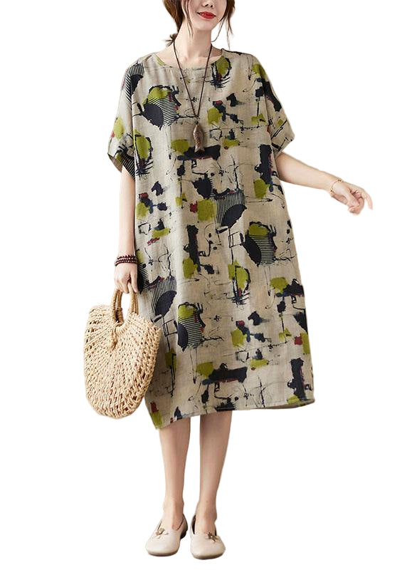 Dames Maxi Jurk met O-Hals en Zakjes 0