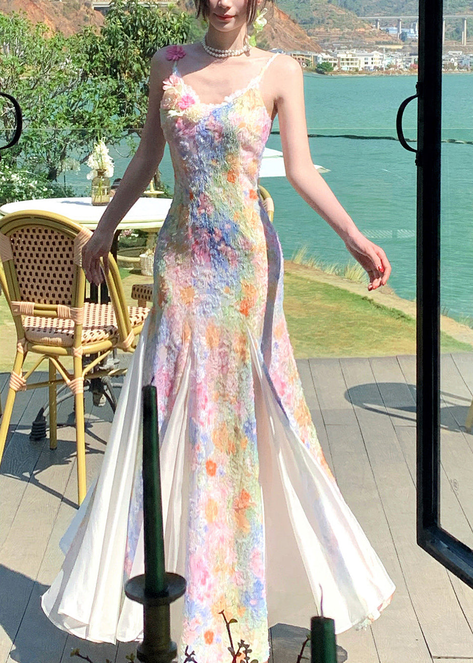 Dames Maxi Jurk met Spaghettibandjes en Bloemenprint 1