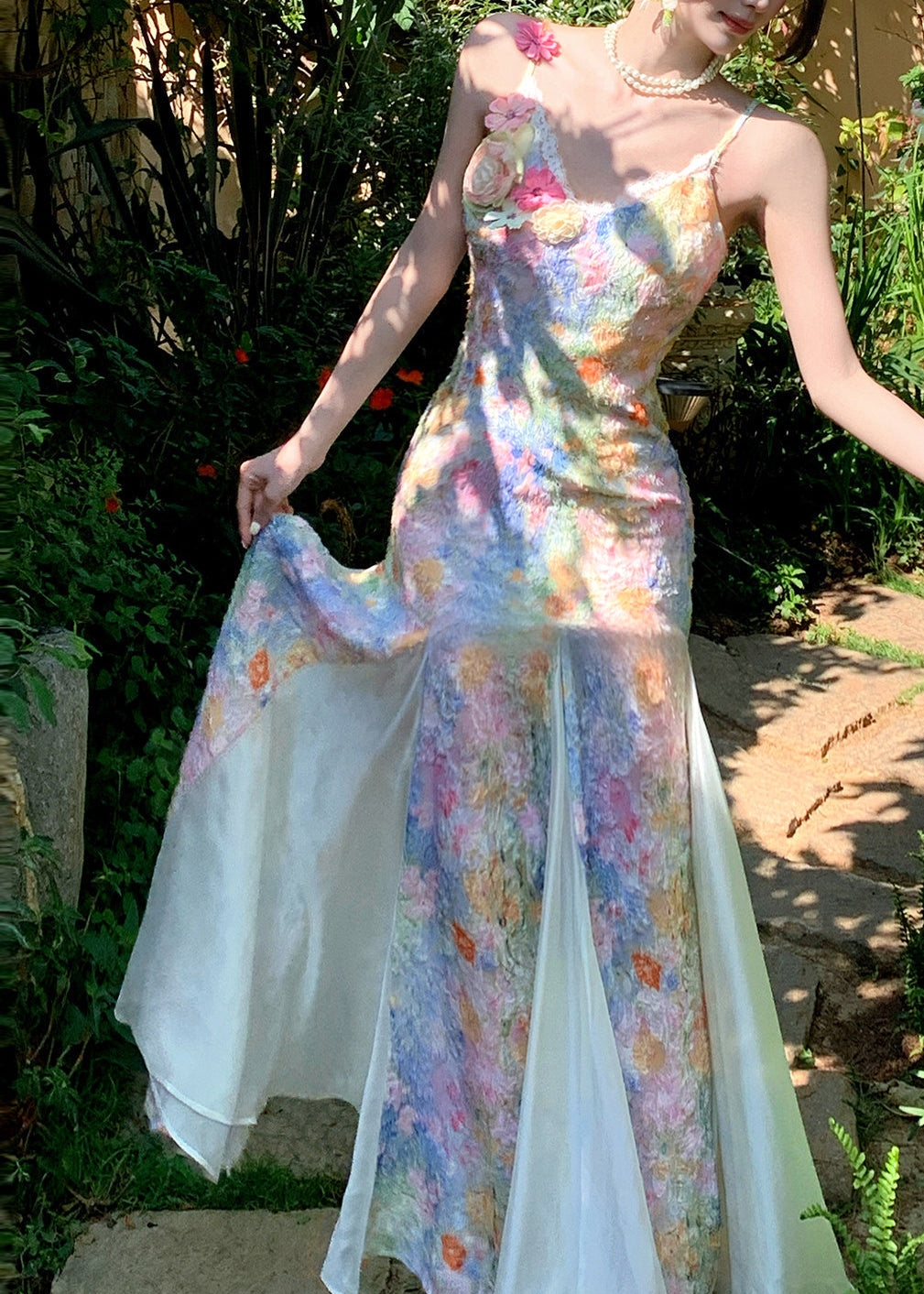 Dames Maxi Jurk met Spaghettibandjes en Bloemenprint 2