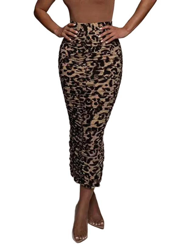 Dames Maxi Rok Hoge Taille met Luipaardprint 0