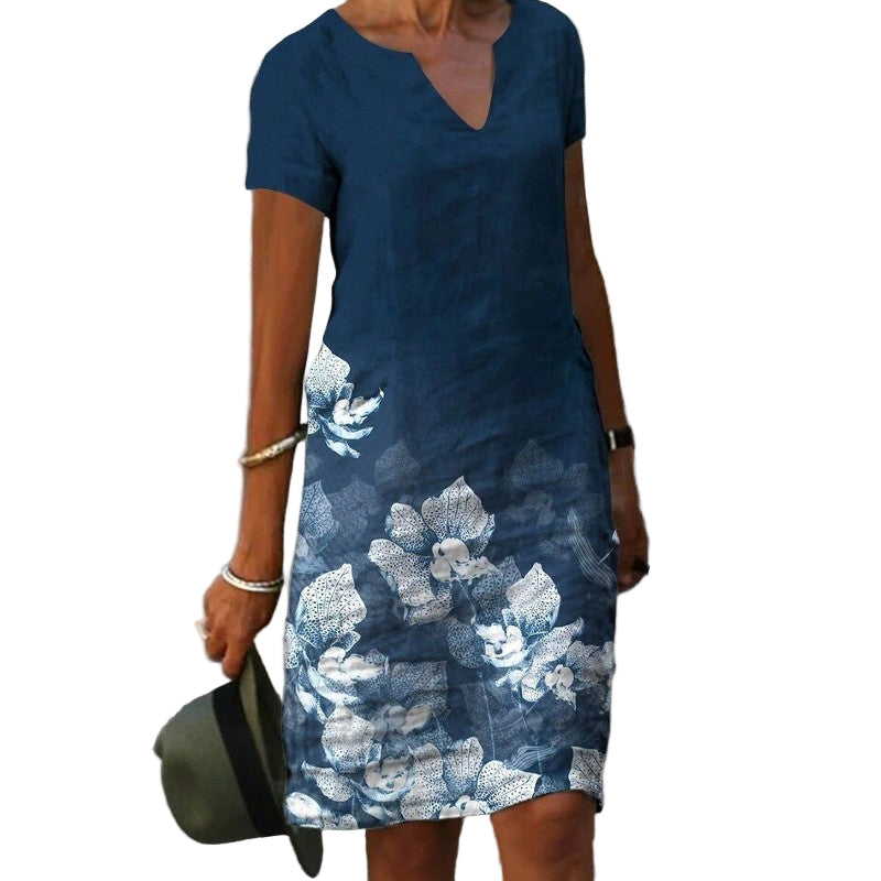 Dames Maxikleed Bloemenprint Vloeiende Ademend Materiaal 0