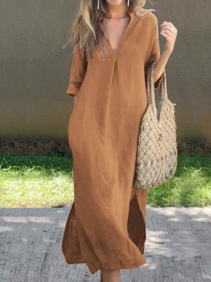 Dames Maxikleed Tijdloze Elegantie Luxe Stof 4