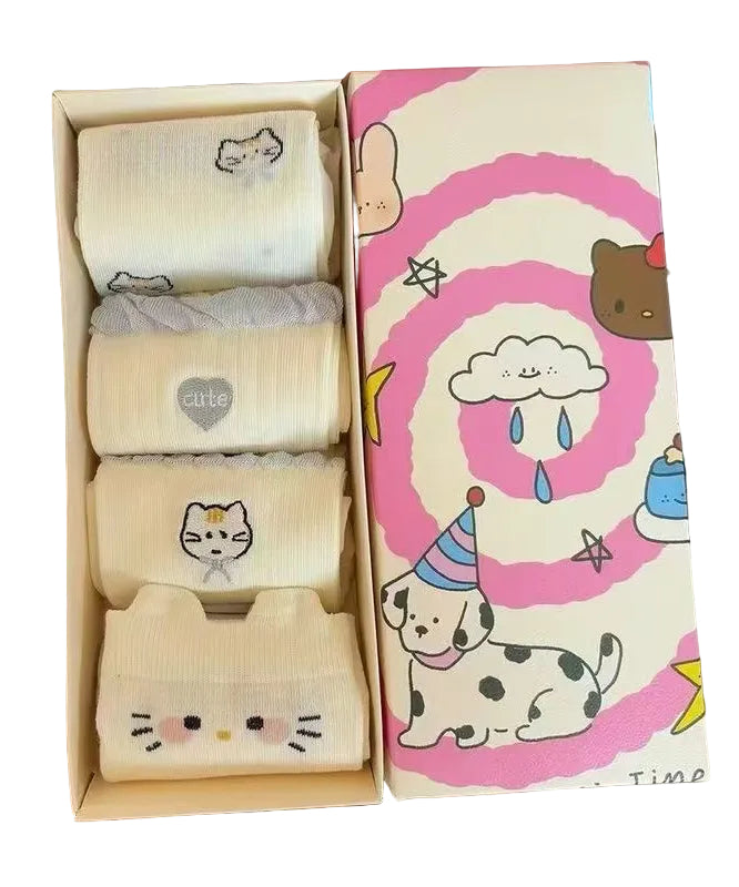 Dames Mid Sokken Met Cartoon Kat Motief 0