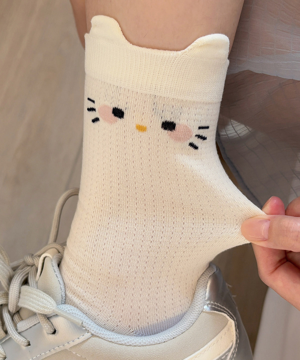 Dames Mid Sokken Met Cartoon Kat Motief 3