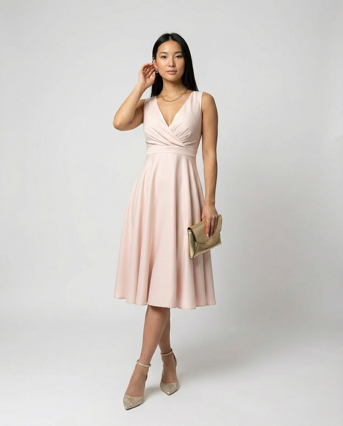 Dames Midi-jurk Trapeze V-hals Mouwloos 1