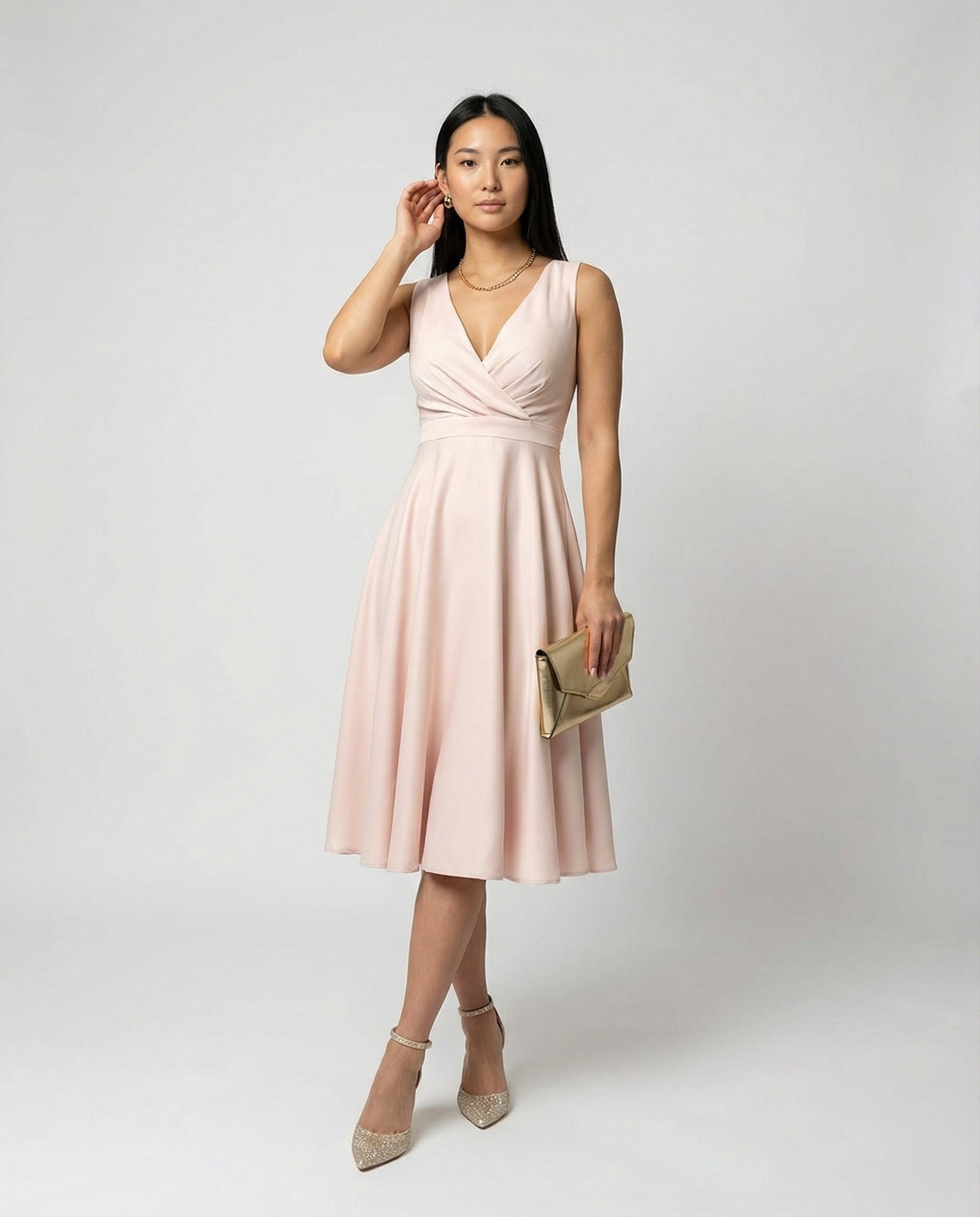 Dames Midi-jurk Trapeze V-hals Mouwloos 1