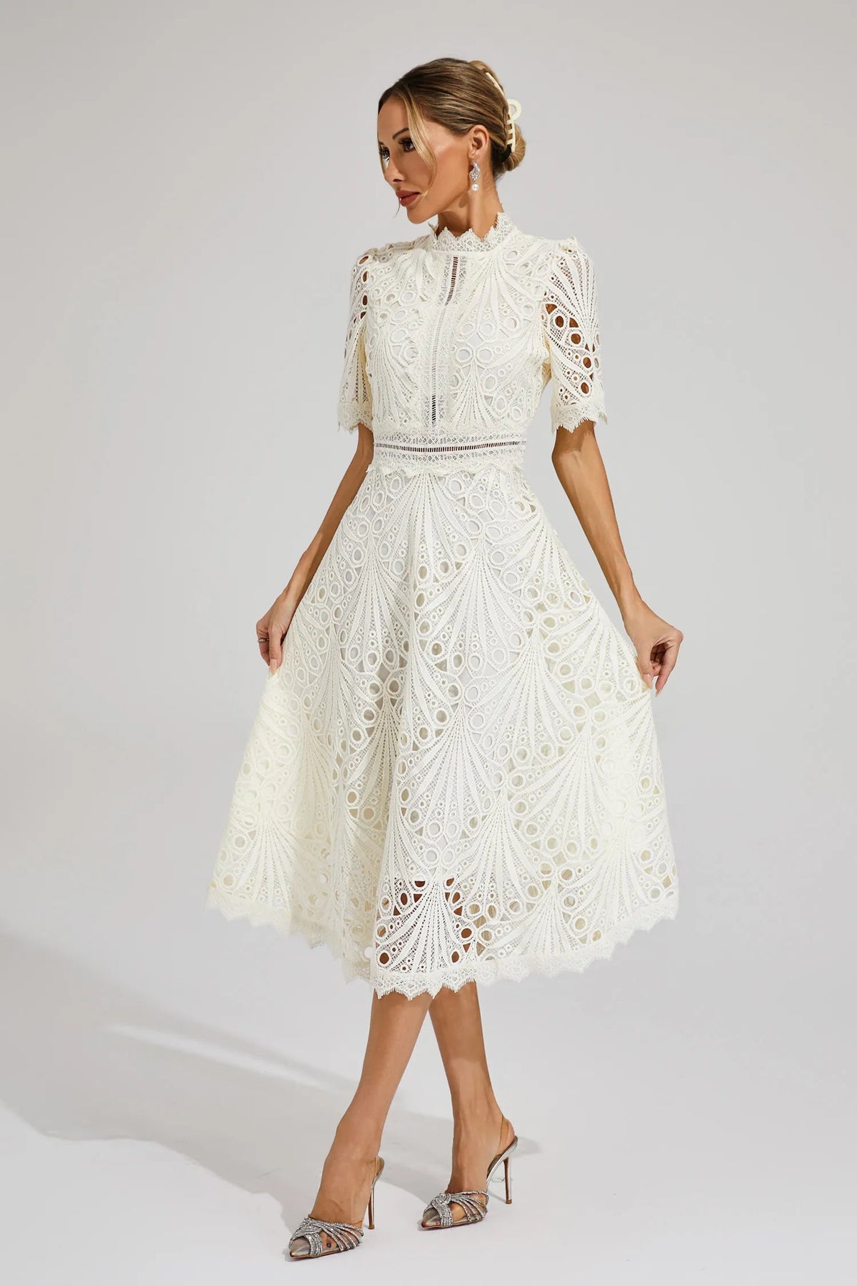 Dames Midi-jurk met Kanten Accenten 1
