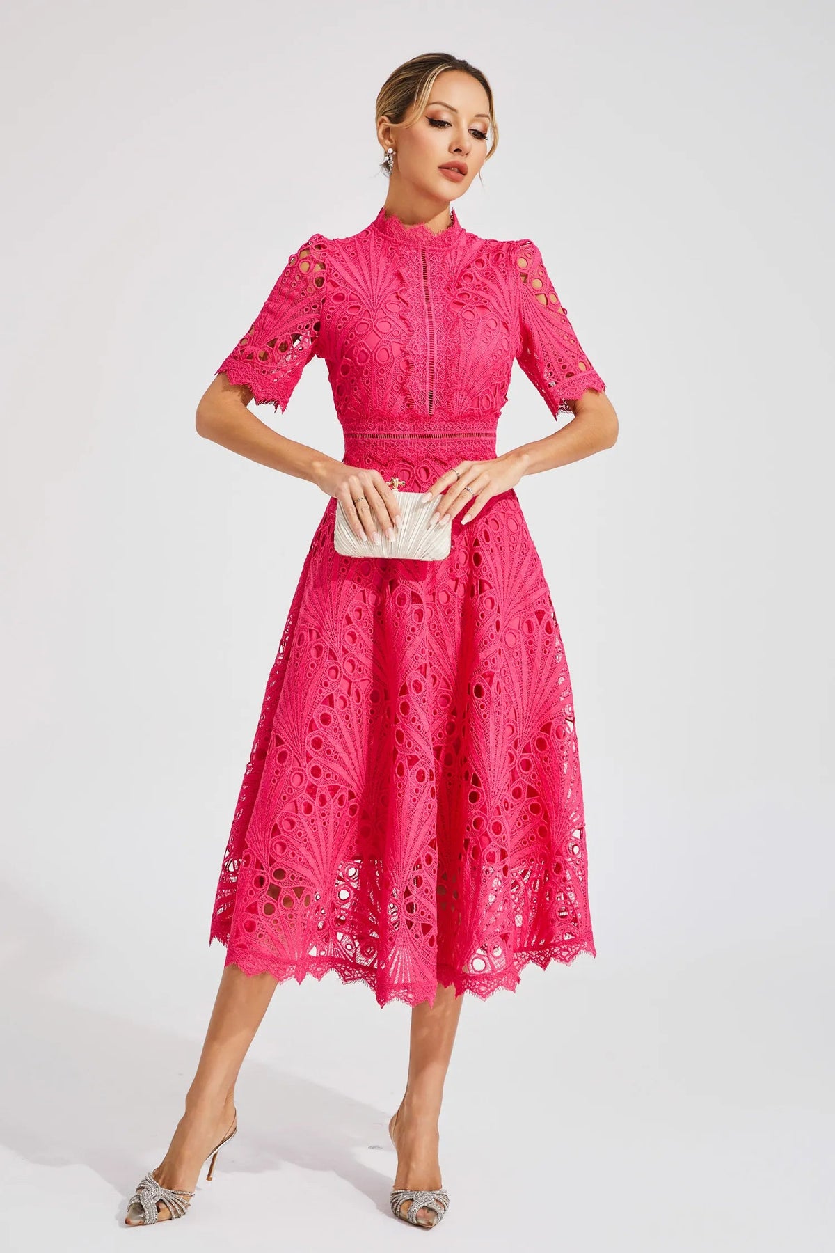 Dames Midi-jurk met Kanten Accenten 2