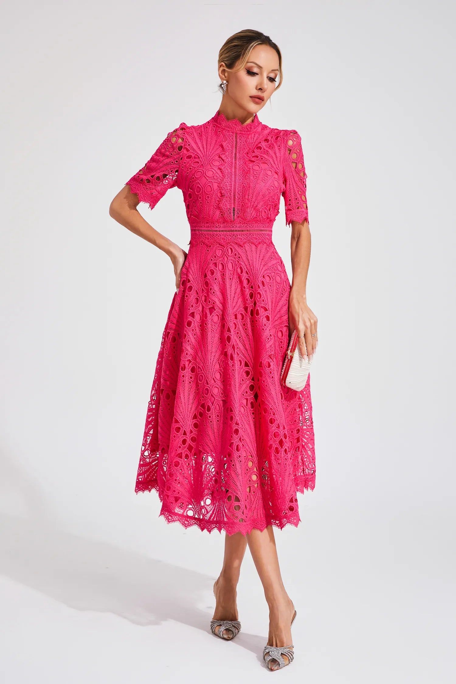Dames Midi-jurk met Kanten Accenten 3