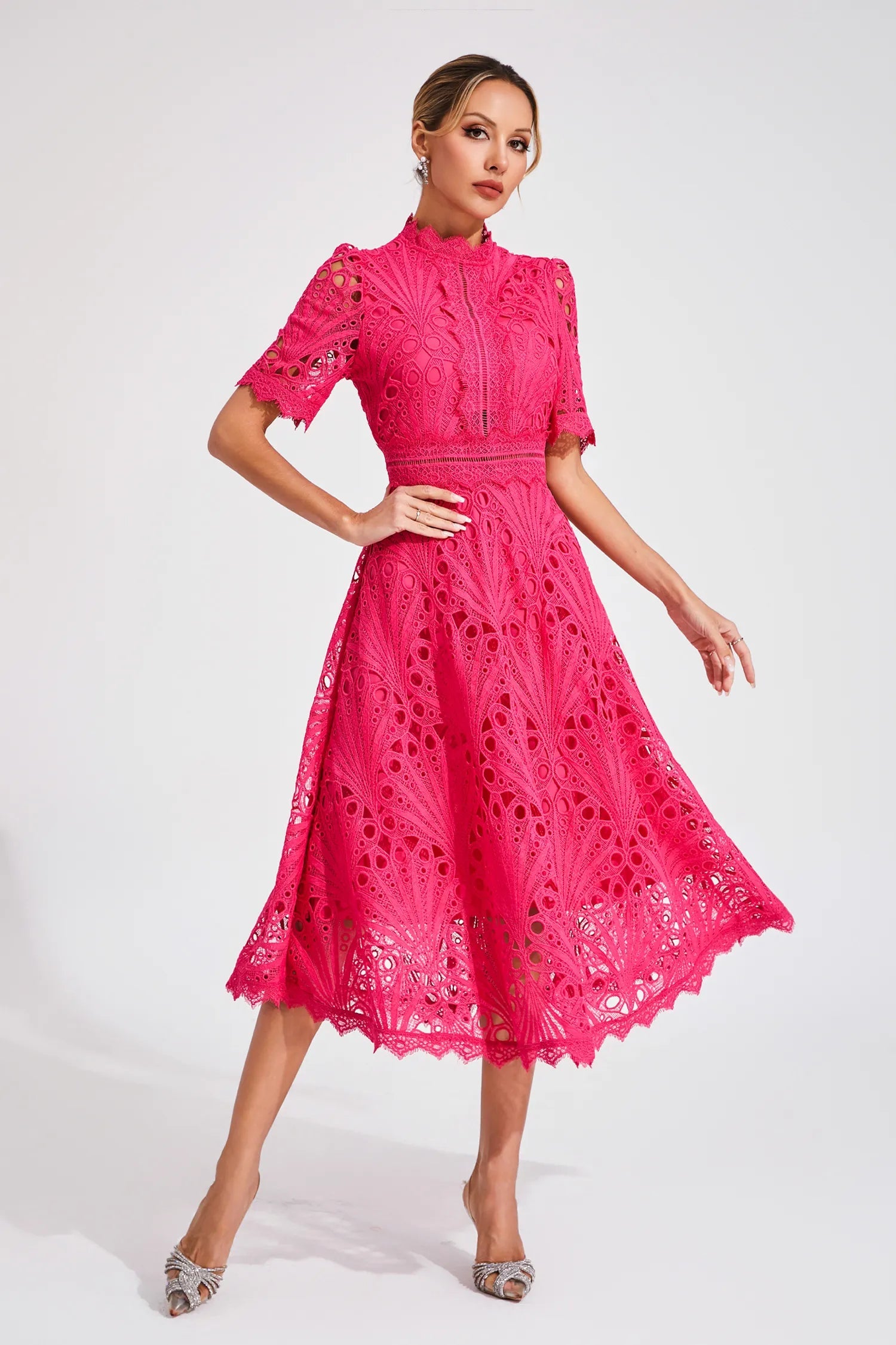Dames Midi-jurk met Kanten Accenten 4