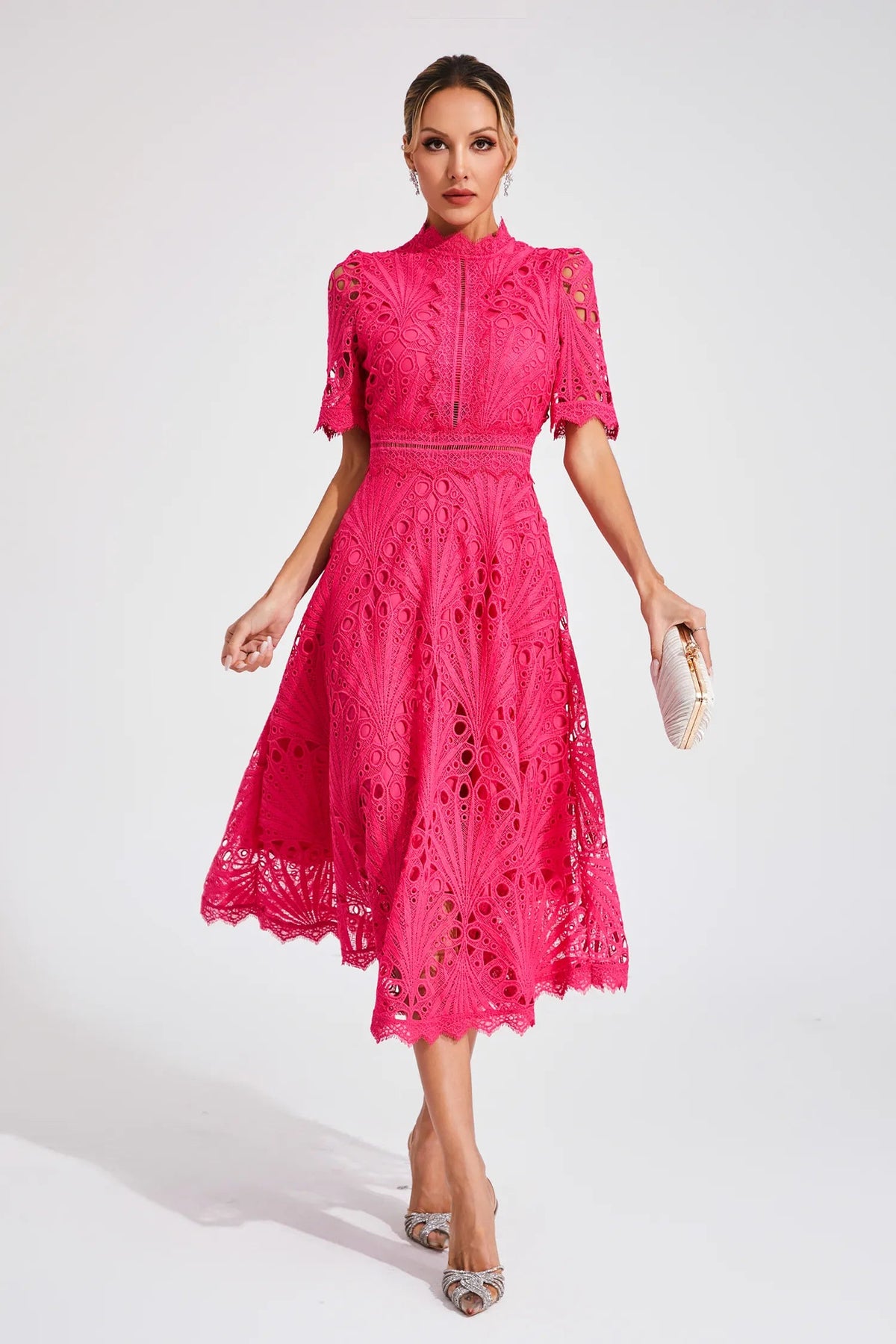 Dames Midi-jurk met Kanten Accenten 5