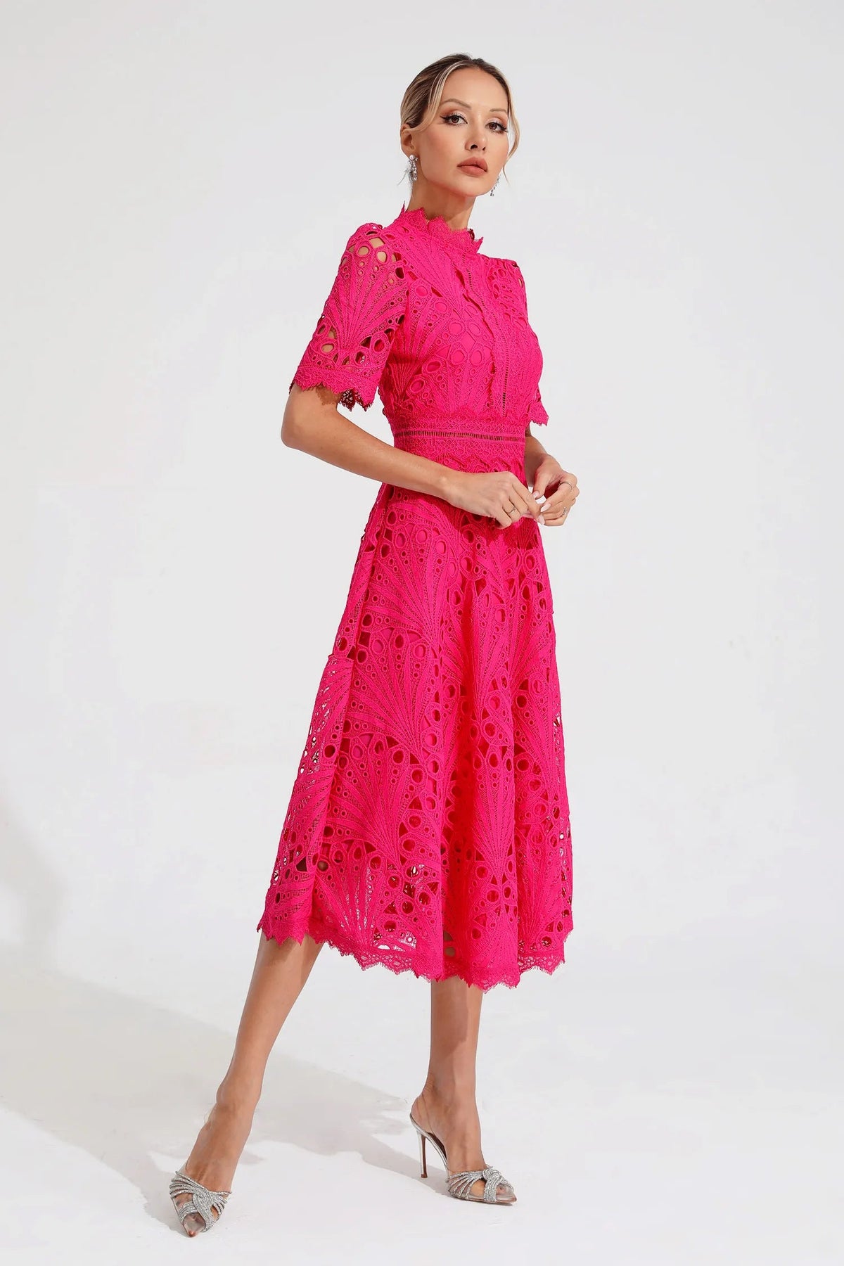 Dames Midi-jurk met Kanten Accenten 6