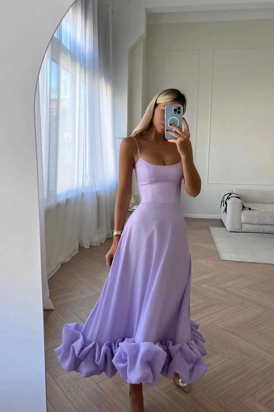 Dames Midi-jurk met Ruches 6