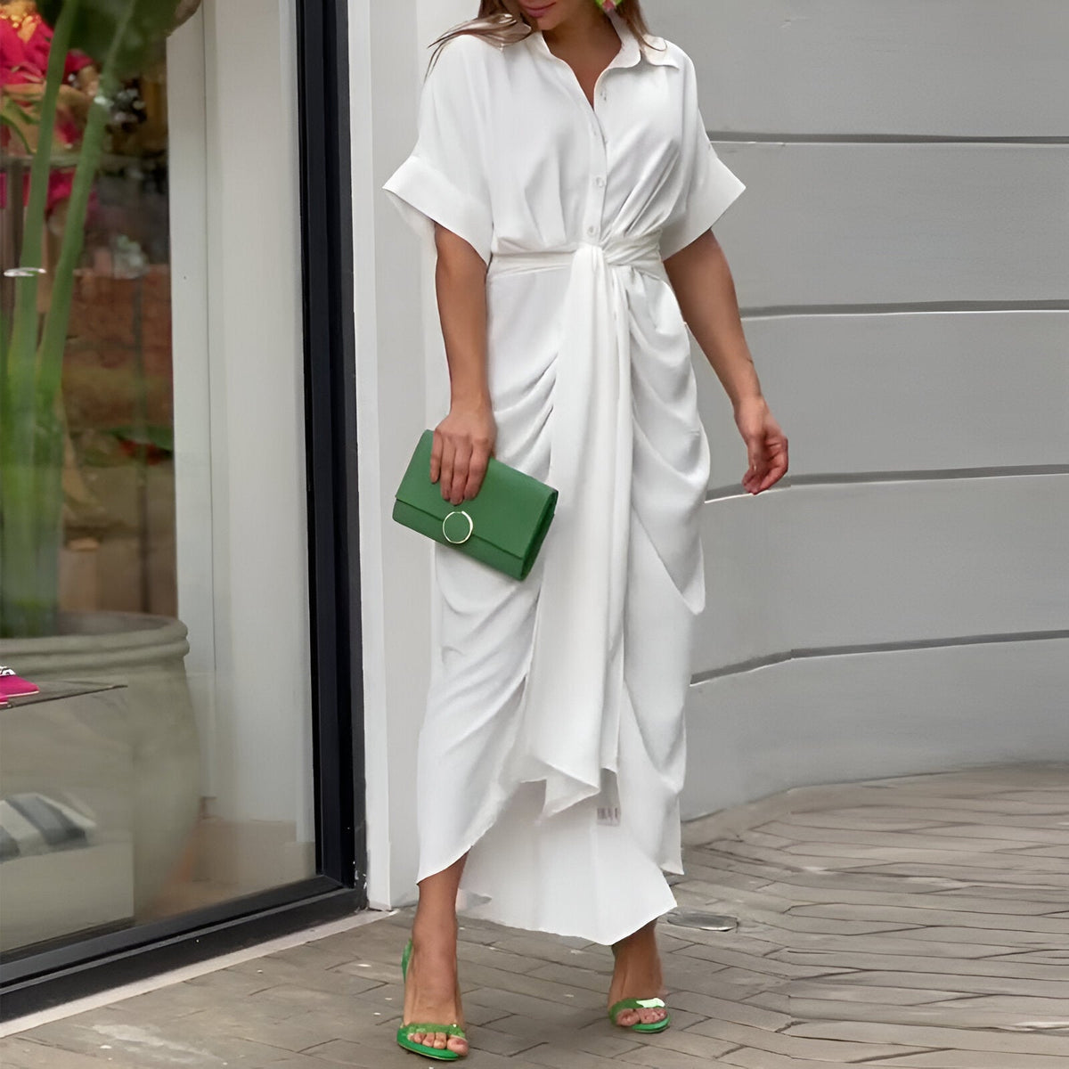 Dames Midi-jurk met Strikceintuur 1