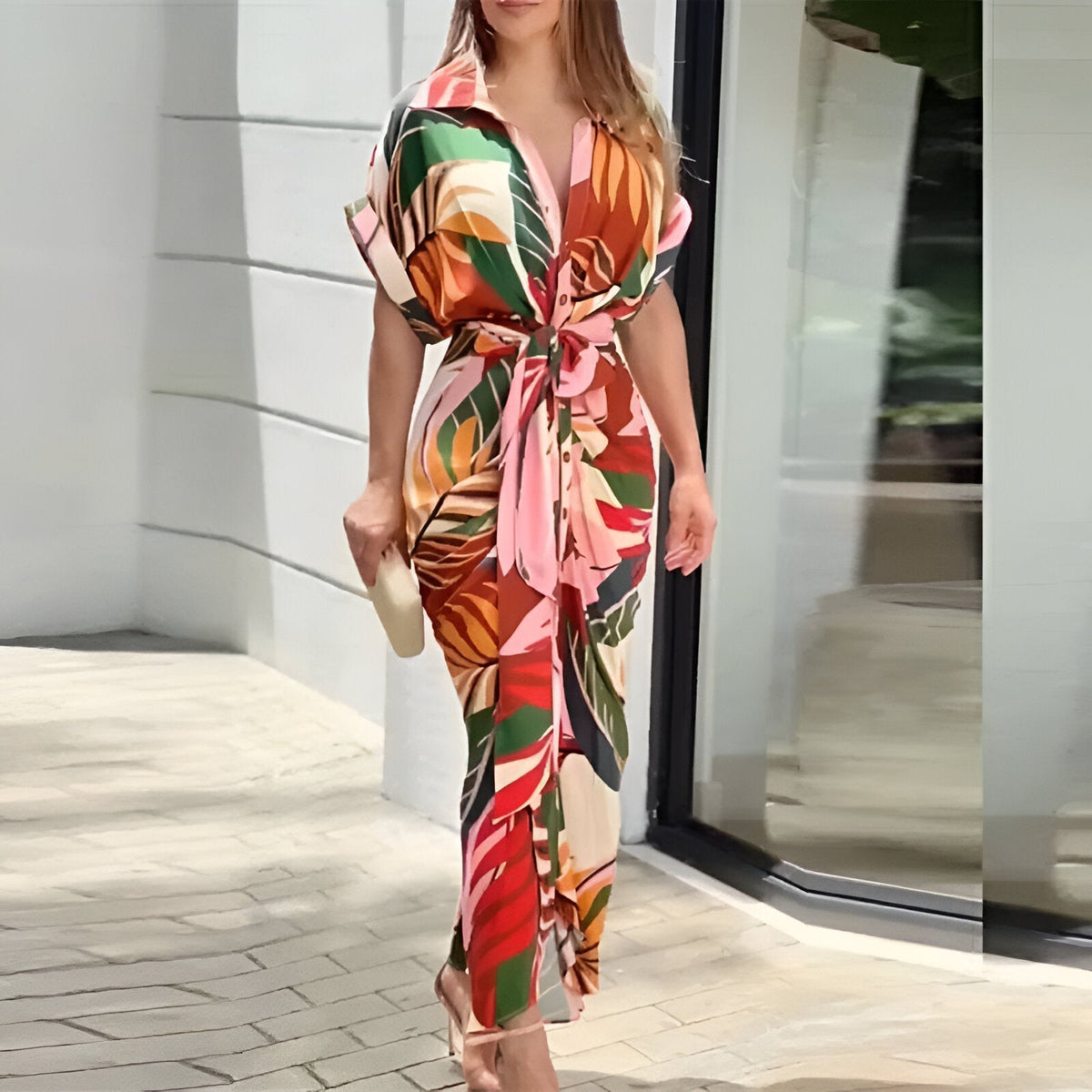 Dames Midi-jurk met Strikceintuur 2