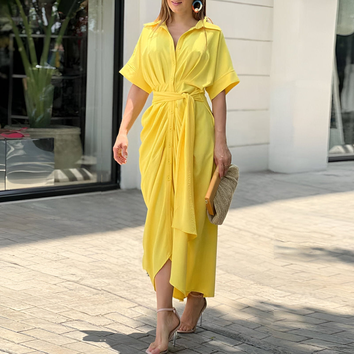Dames Midi-jurk met Strikceintuur 3
