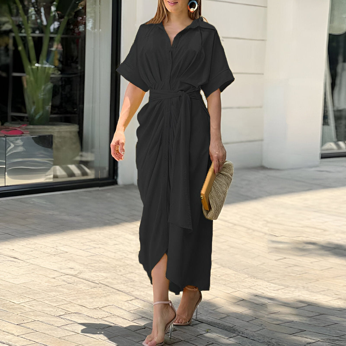 Dames Midi-jurk met Strikceintuur 4