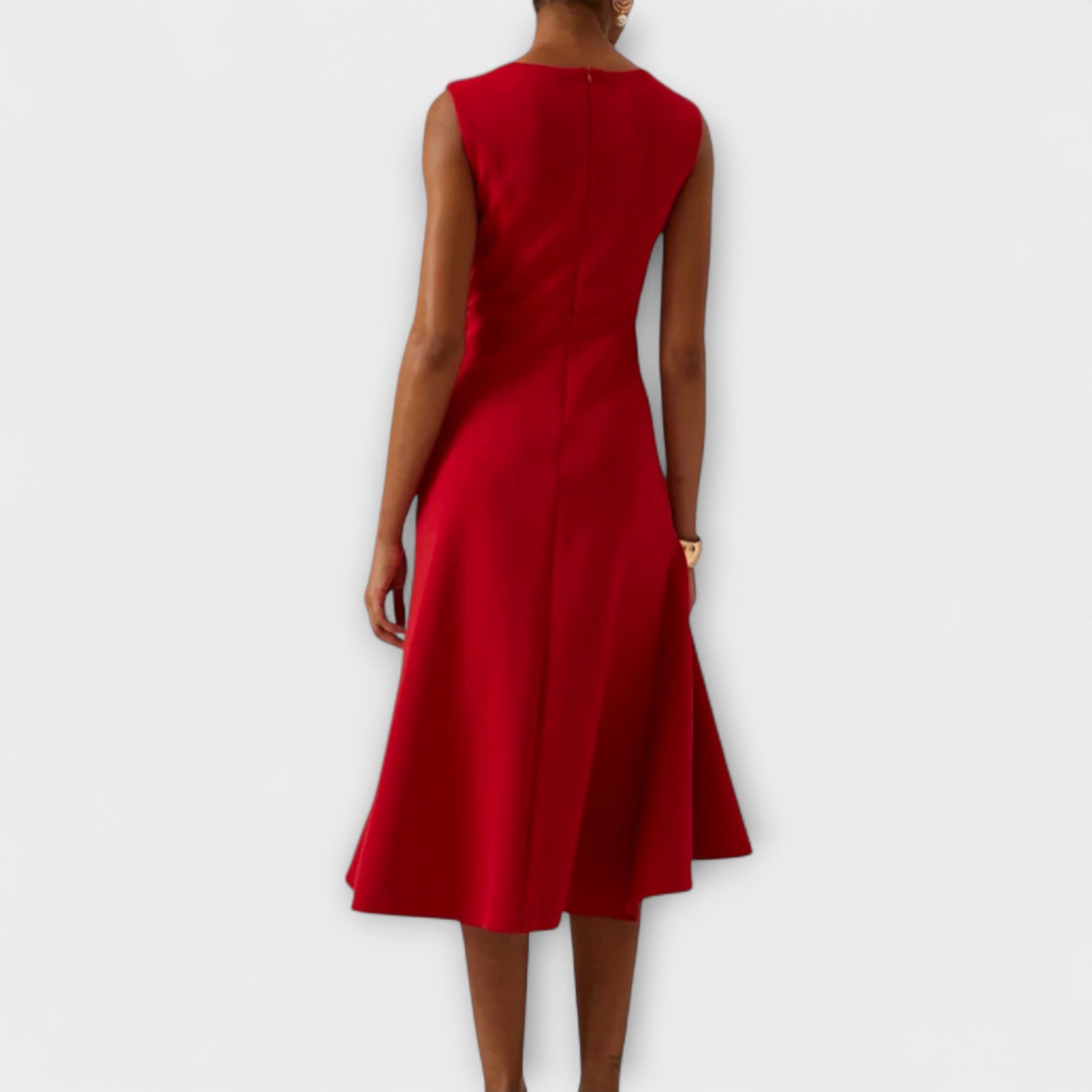 Dames Midi Jurk Asymmetrisch Met Vloeiende Drapering 1