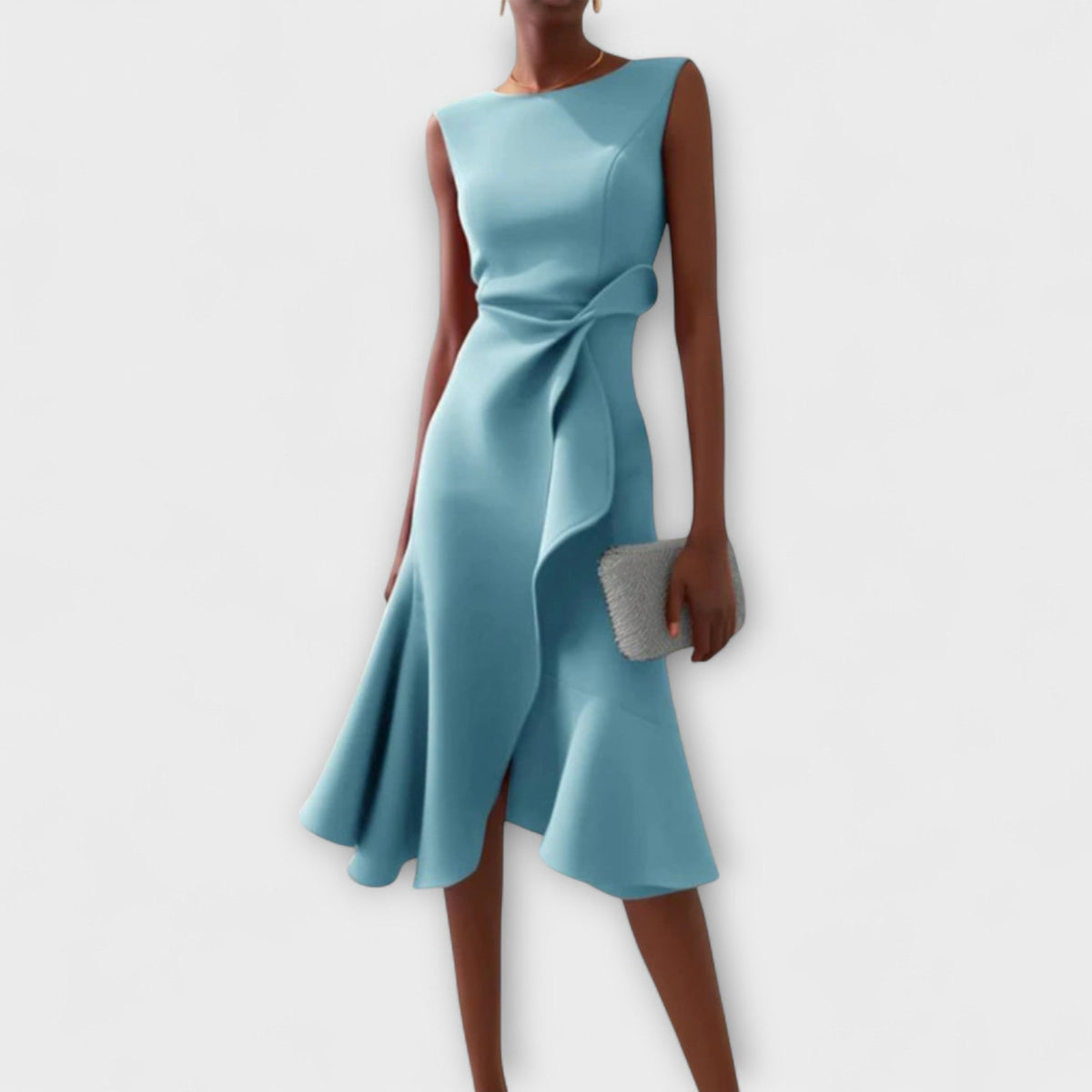 Dames Midi Jurk Asymmetrisch Met Vloeiende Drapering 4