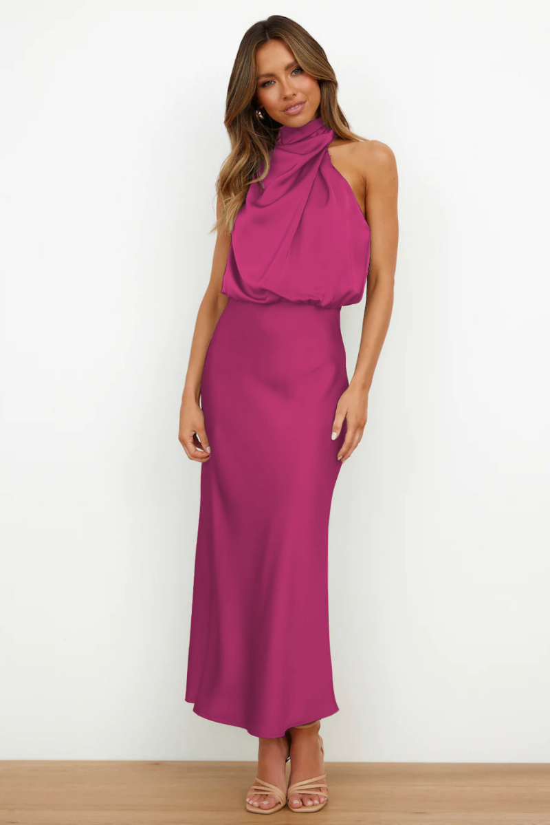 Dames Midi Jurk Asymmetrische Halslijn Trendy 10