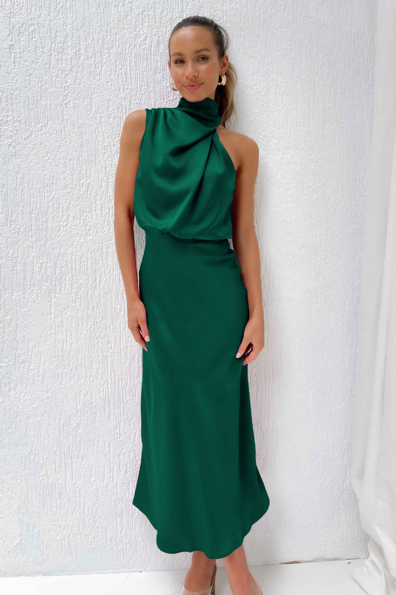 Dames Midi Jurk Asymmetrische Halslijn Trendy 3