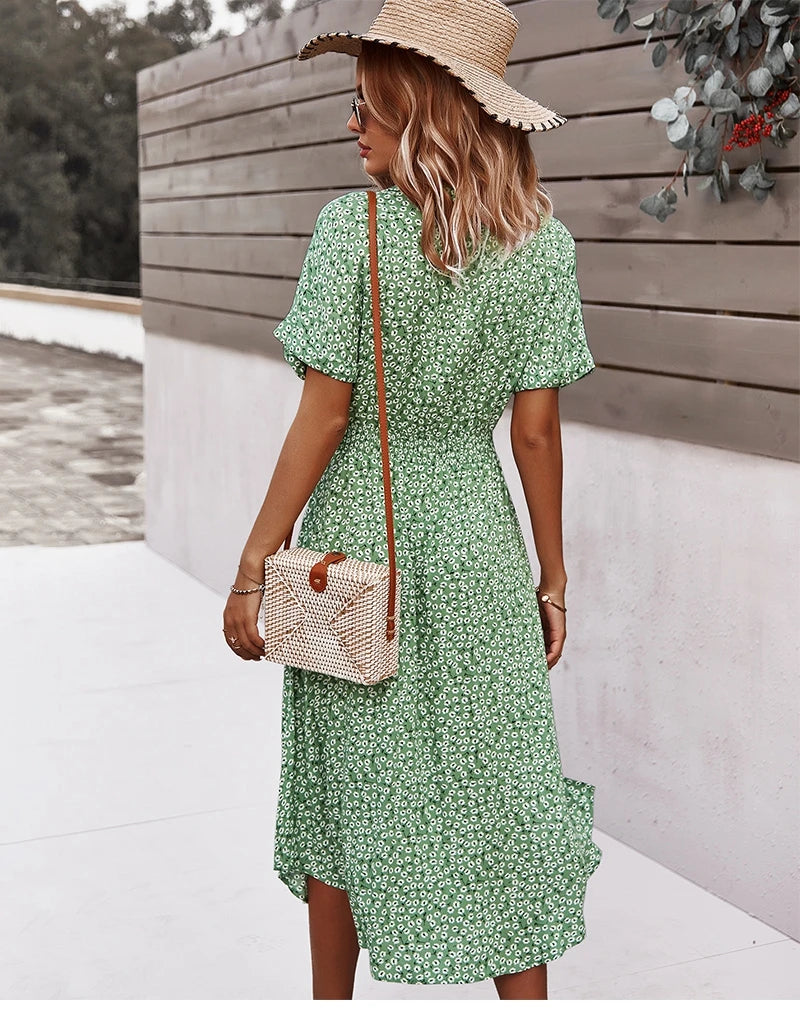 Dames Midi Jurk Bloemenprint Casual 1