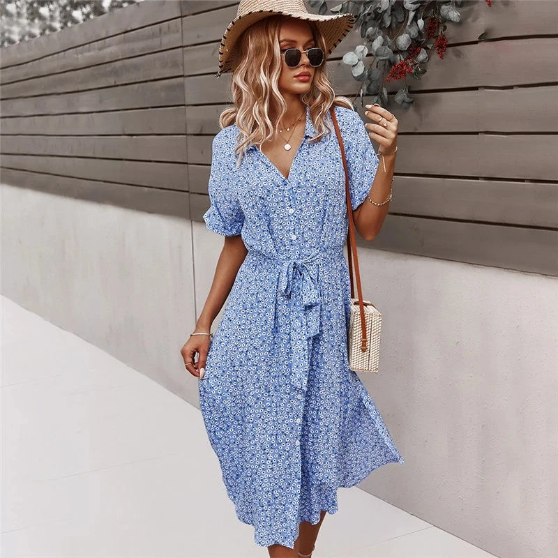 Dames Midi Jurk Bloemenprint Casual 3