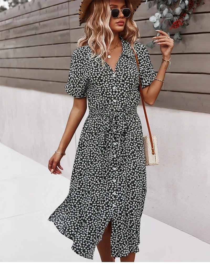 Dames Midi Jurk Bloemenprint Casual 4