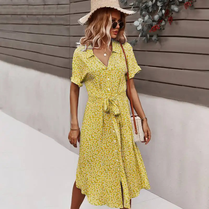 Dames Midi Jurk Bloemenprint Casual 7