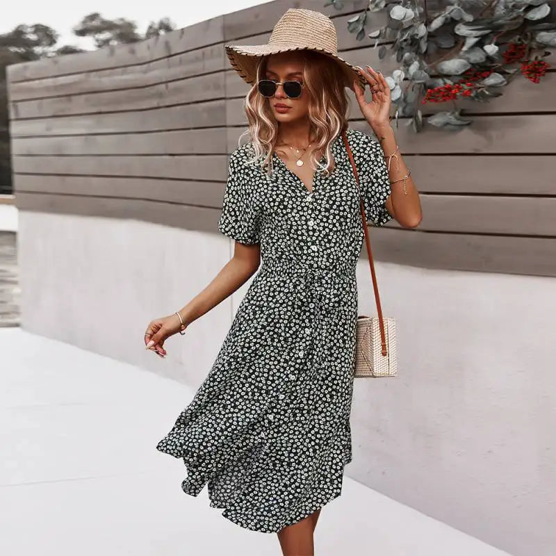 Dames Midi Jurk Bloemenprint Casual 8