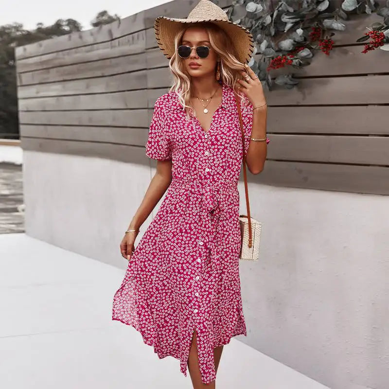 Dames Midi Jurk Bloemenprint Casual 9