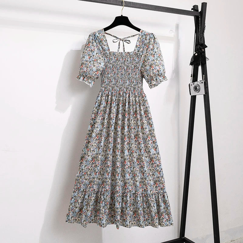 Dames Midi Jurk Geplooid met Korte Mouwen 10