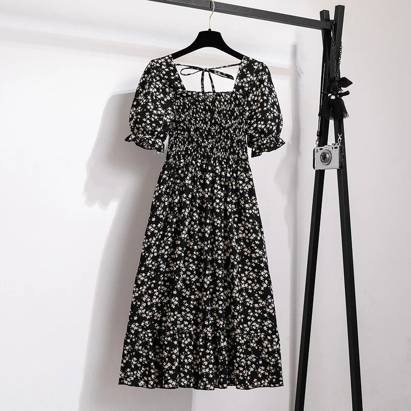 Dames Midi Jurk Geplooid met Korte Mouwen 12