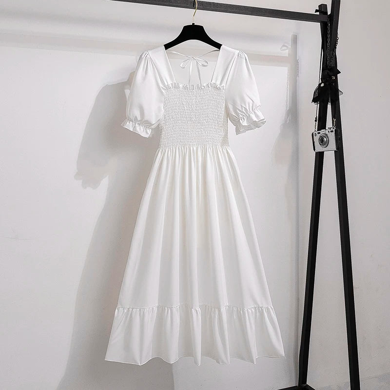 Dames Midi Jurk Geplooid met Korte Mouwen 18