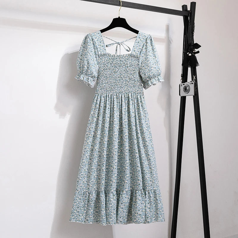 Dames Midi Jurk Geplooid met Korte Mouwen 7