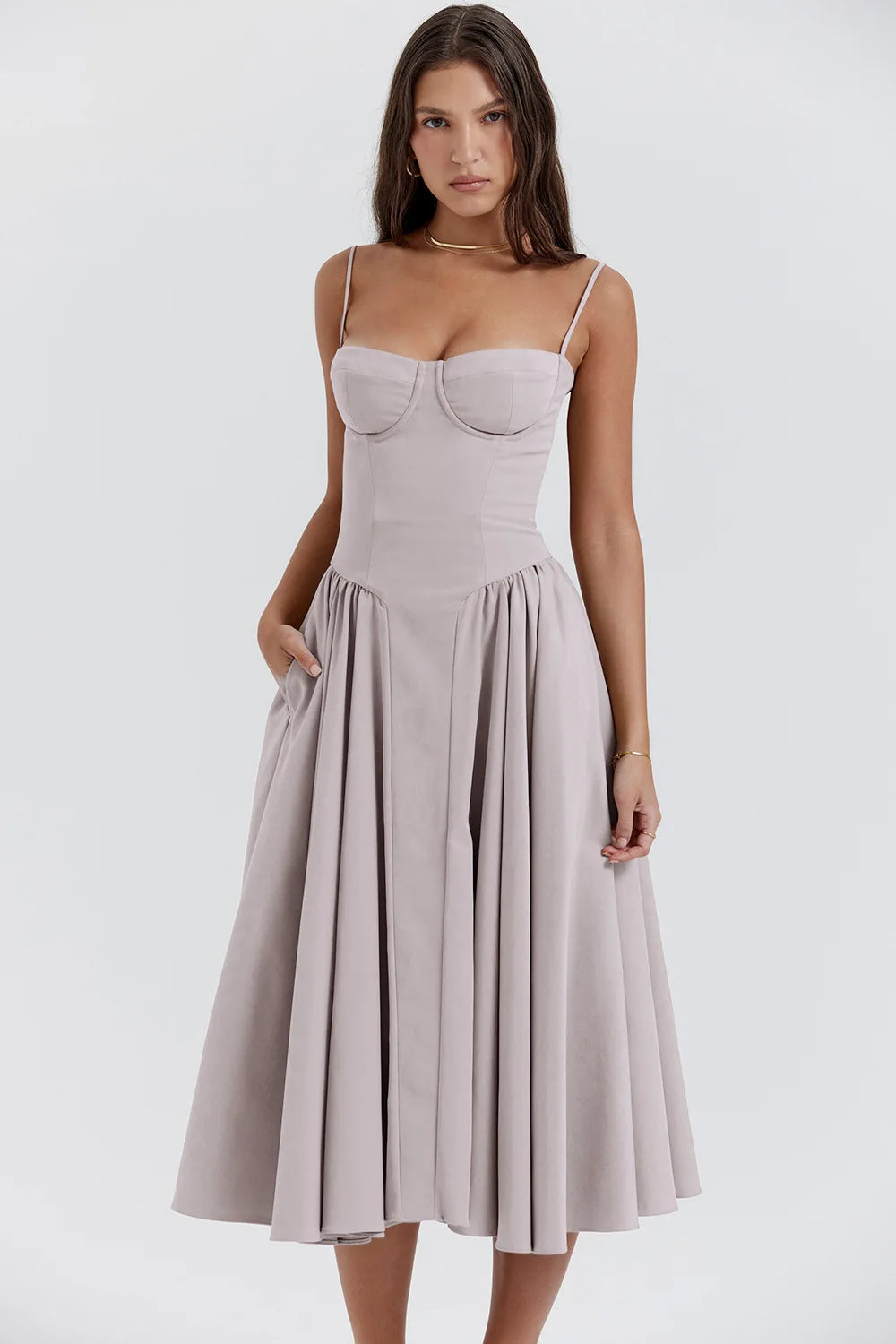 Dames Midi Jurk Geplooid voor Zomerstijl 13