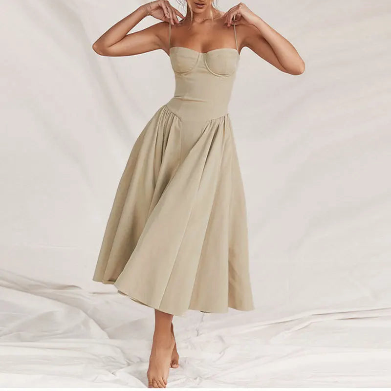 Dames Midi Jurk Geplooid voor Zomerstijl 2