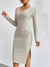 Dames Midi Jurk Geribbeld Elegante Pasvorm Hoogwaardige Stof 0