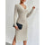 Dames Midi Jurk Geribbeld Elegante Pasvorm Hoogwaardige Stof 3
