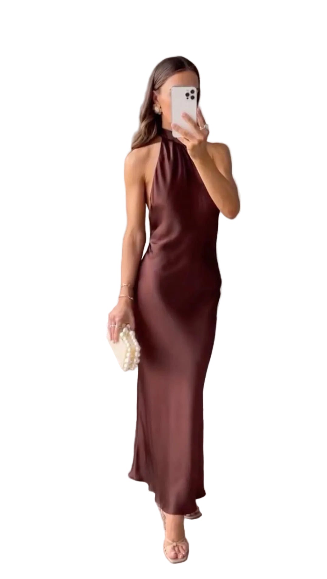 Dames Midi Jurk Halterstijl Met Vloeiend Silhouet 0
