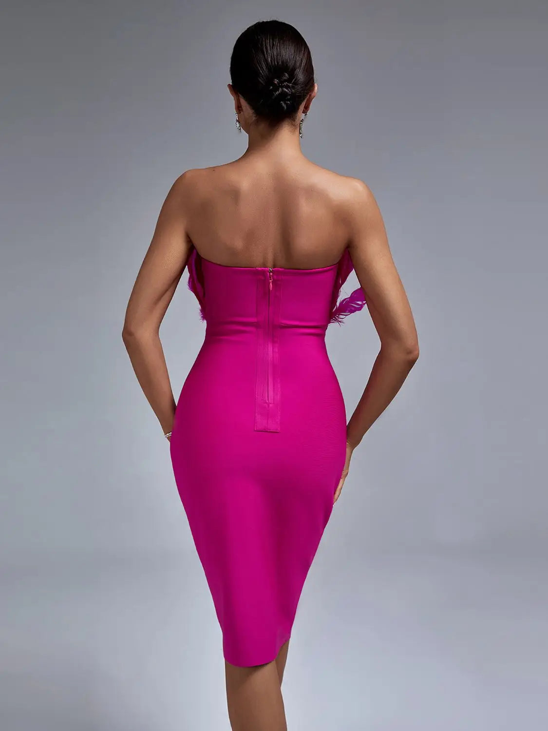 Dames Midi Jurk Met Veren Accenten Voor Feestelijke Gelegenheden 5
