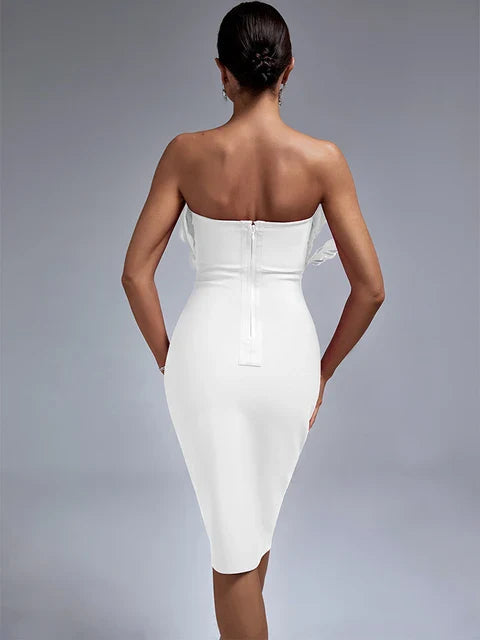 Dames Midi Jurk Met Veren Accenten Voor Feestelijke Gelegenheden 8