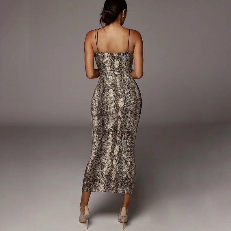 Dames Midi Jurk Mouwloos met V-hals in Luipaardprint 4