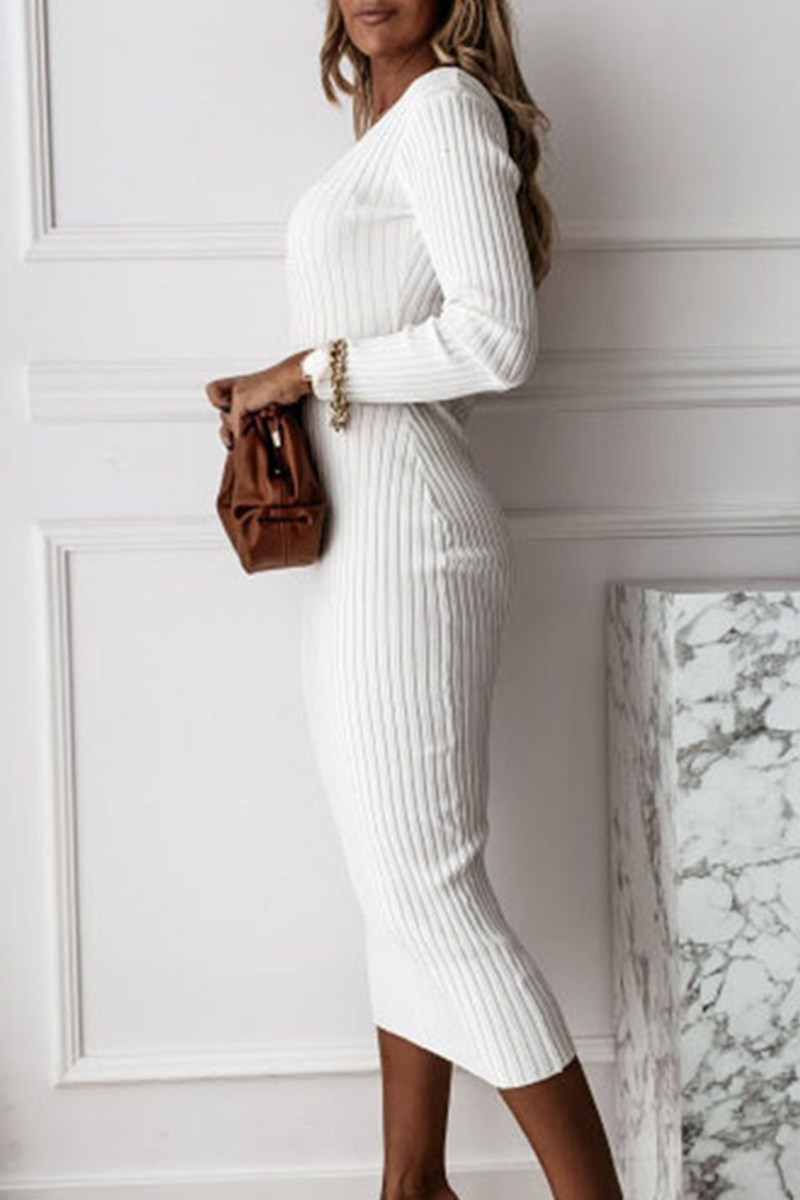 Dames Midi Jurk Ribgebreid 1
