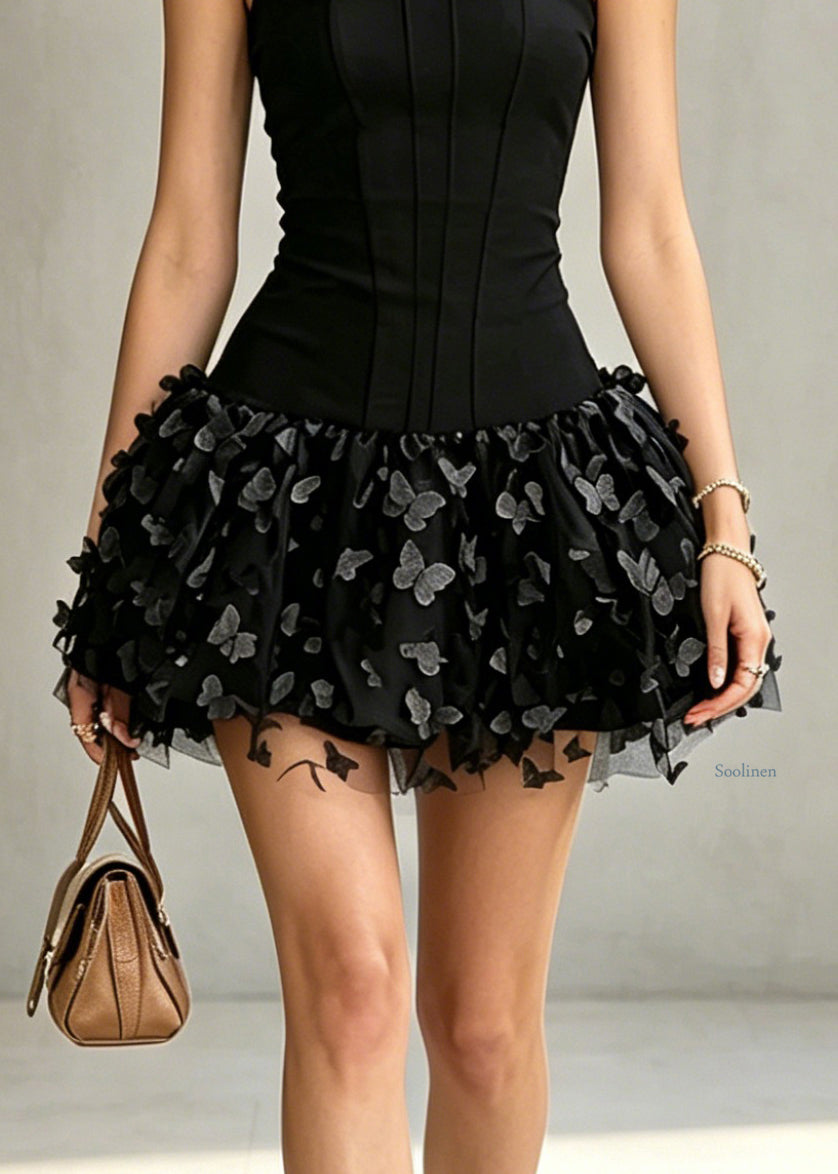 Dames Midi Jurk Schouderloos met Tule Patchwork 3