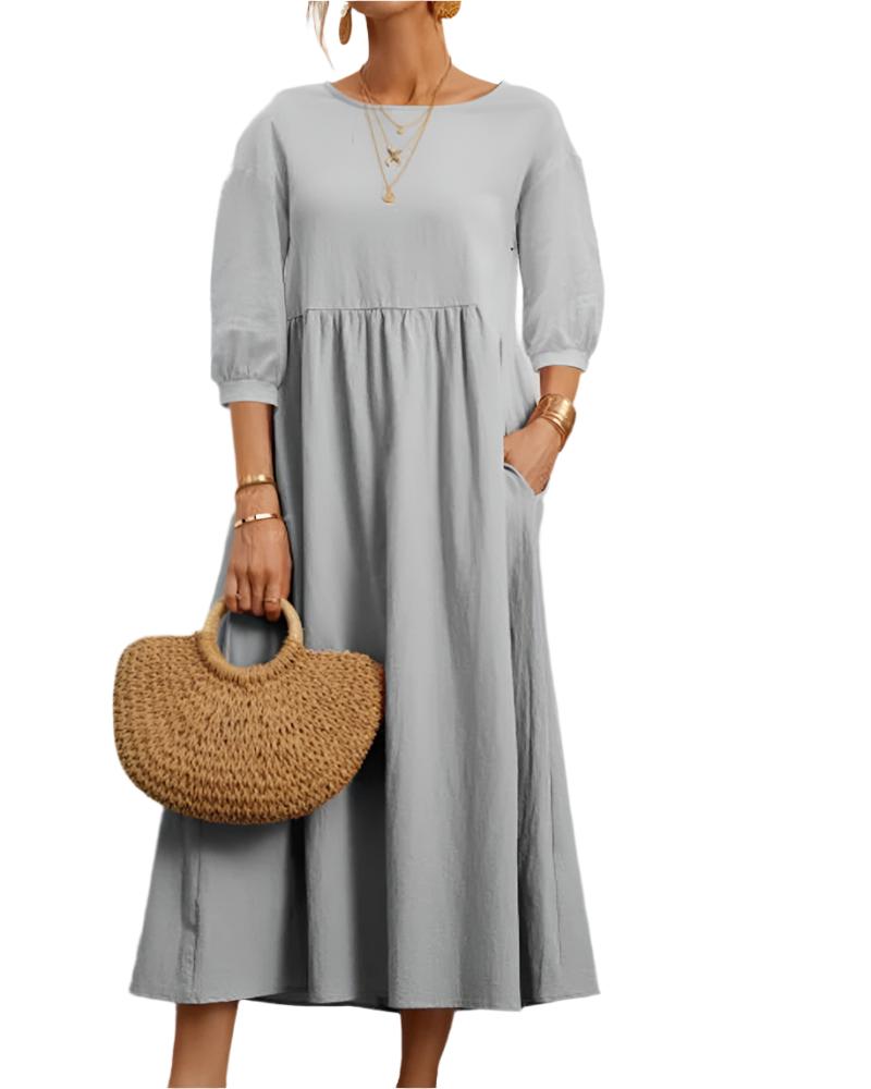 Dames Midi Jurk met Lantaarnmouwen 10